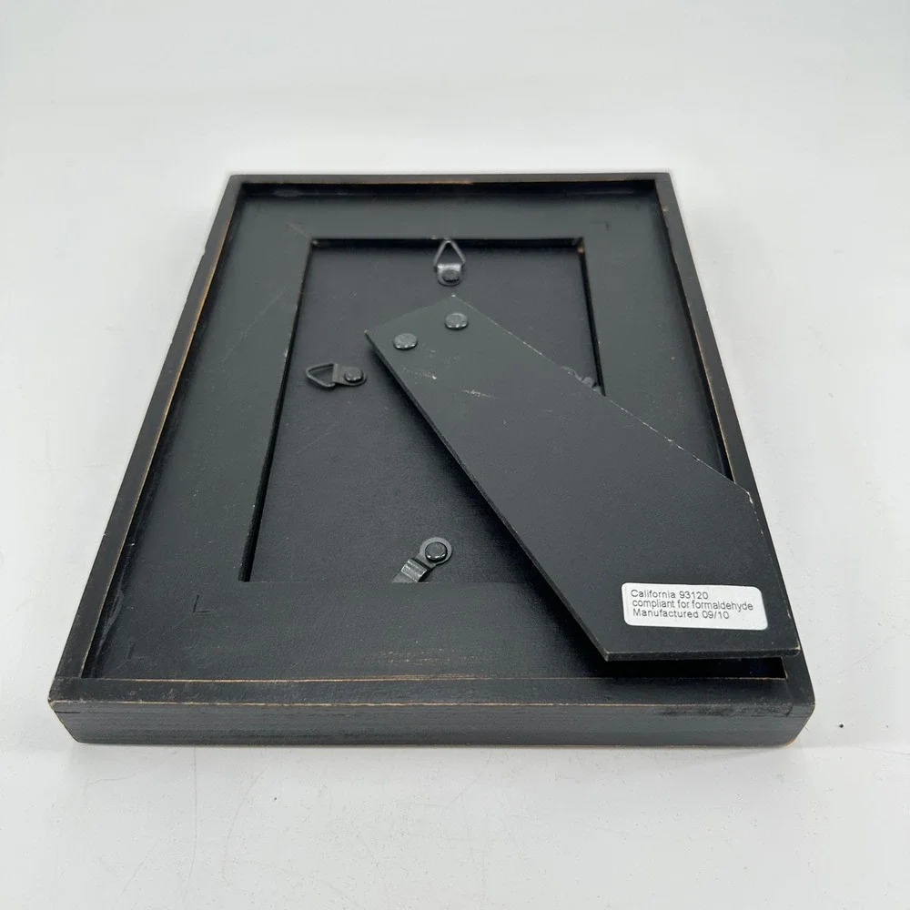 Distressed Black Wood 4x6 Picture Frame Vintage Rustic Tiered Molding Decor